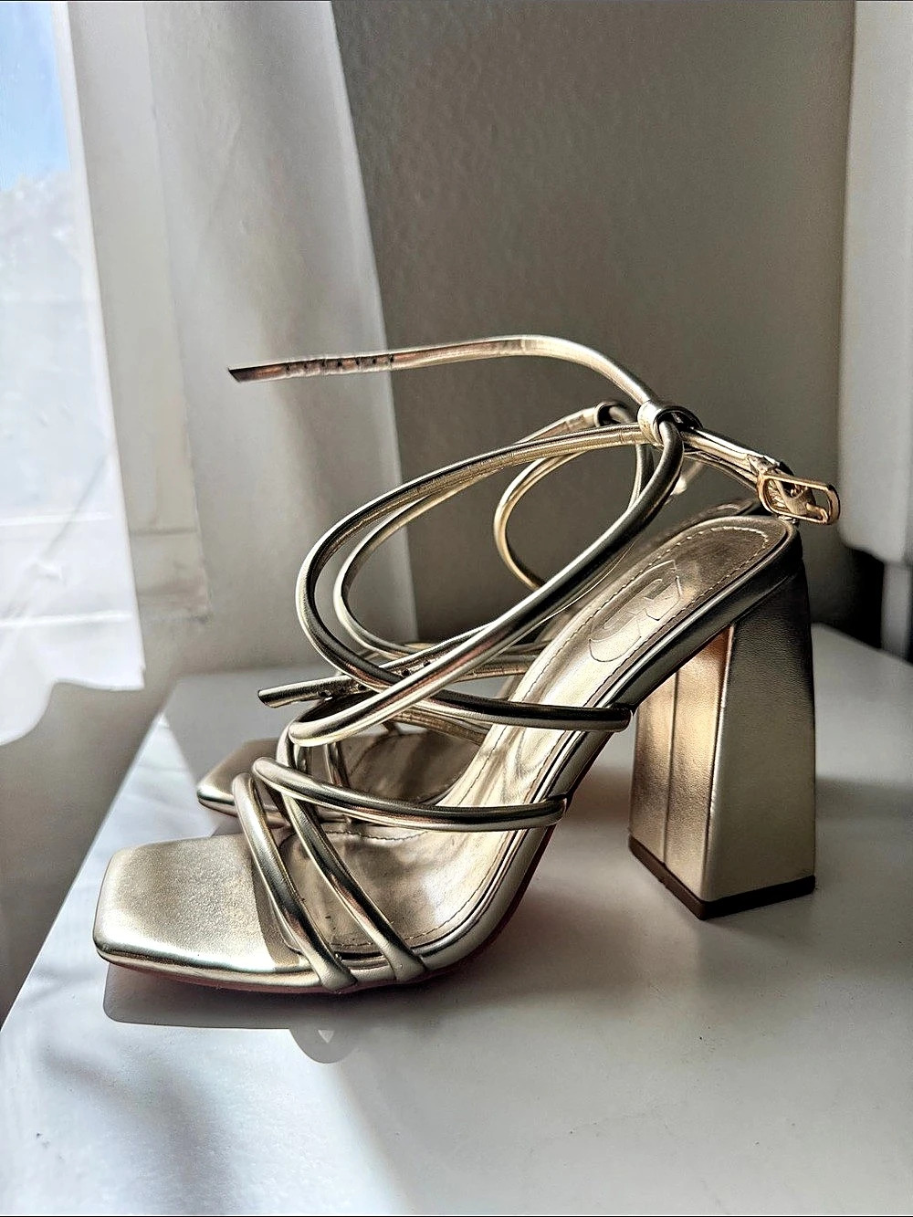 Strappy Metallic Gold Heels